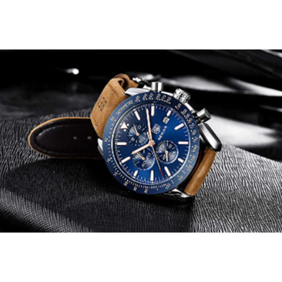 NWT Mens Luxary Benyar Leather Band Watch - Picture 4 of 6